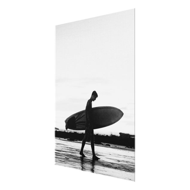 Glastavlor stränder Shadow Surfer Boy In Profile