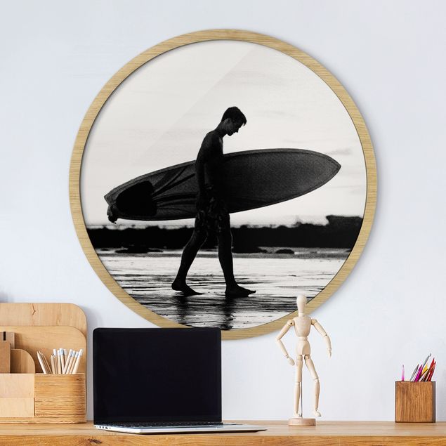Tavlor landskap Shadow Surfer Boy In Profile