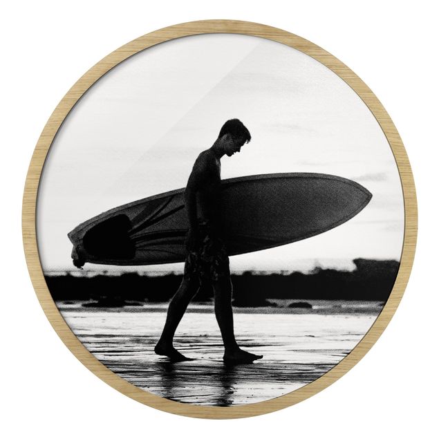 Tavlor med ram landskap Shadow Surfer Boy In Profile