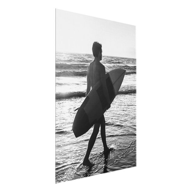 Tavlor hav Surfer Boy At Sunset
