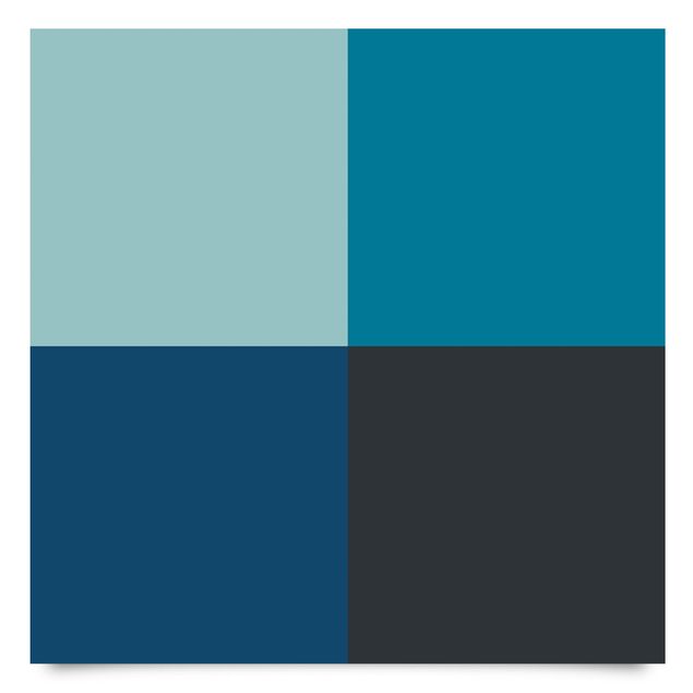 Självhäftande folier blå Deep Sea 4 Squares Set - Pastel Turquoise Teal Prussian Blue Moon Gray