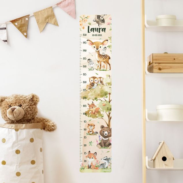 Wallstickers skogsdjur Animals from the forest watercolour with custom name