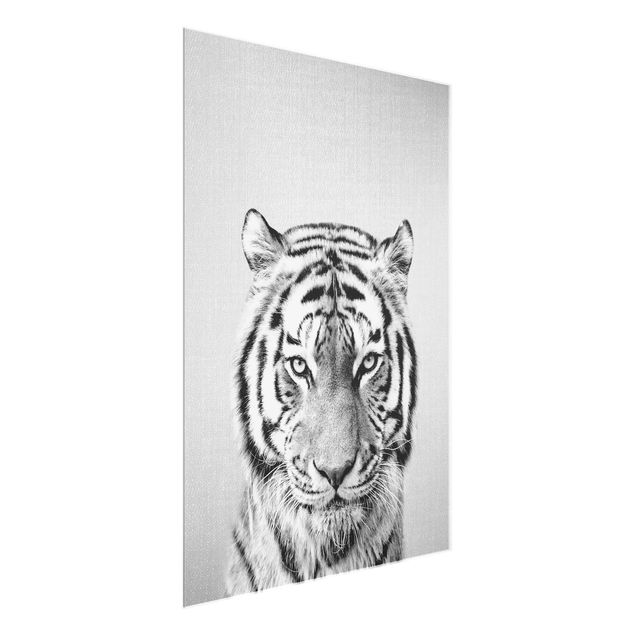 Glastavlor djur Tiger Tiago Black And White