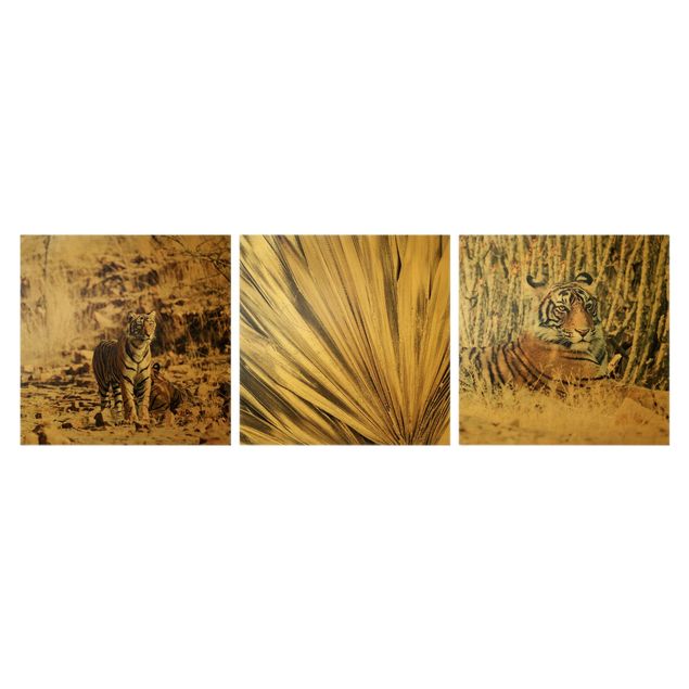 Canvastavlor blommor  Tiger And Golden Palm Leaves