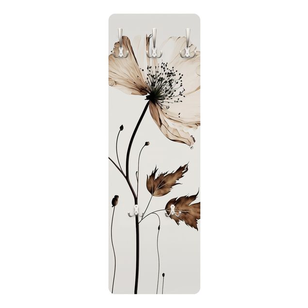 Klädhängare vägg träpanel - Transparent blossom brown