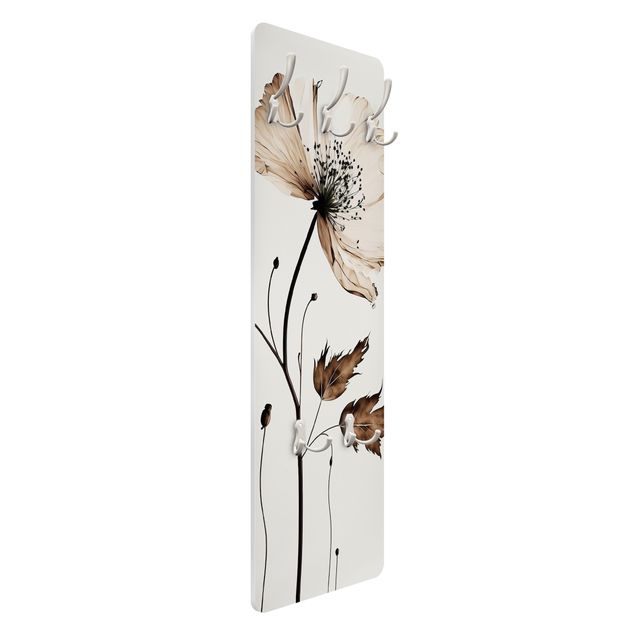 Klädhängare vägg träpanel - Transparent blossom brown