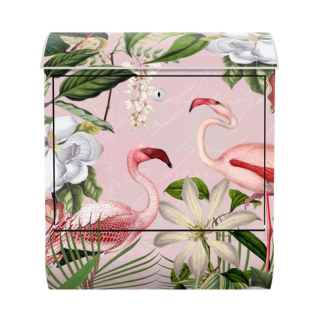 Brevlådor djur Tropical Flamingos With Plants In Pink