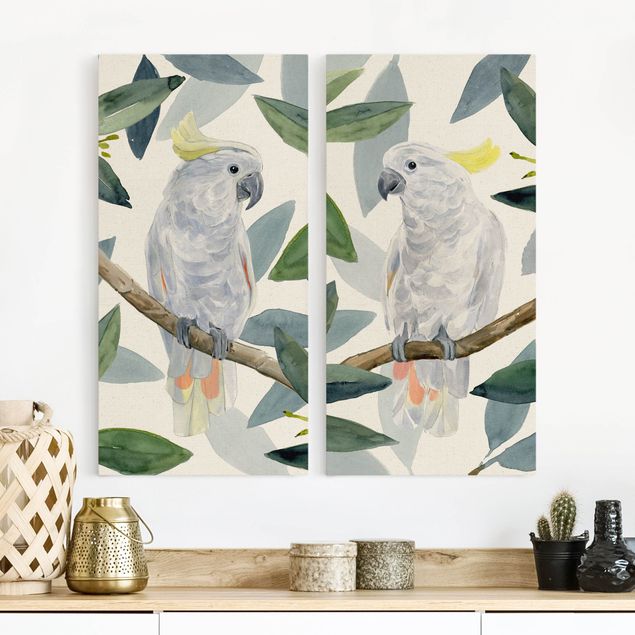 Canvastavlor fåglar Tropical Cockatoo Set