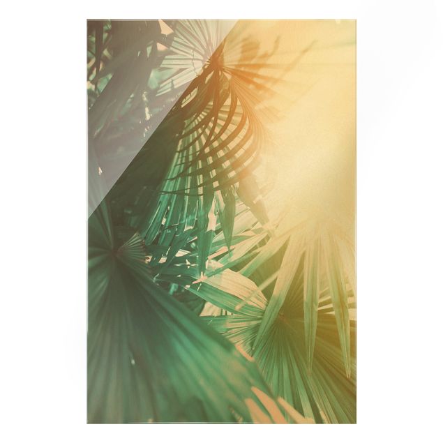 Tavlor blommor Tropical Plants Palm Trees At Sunset