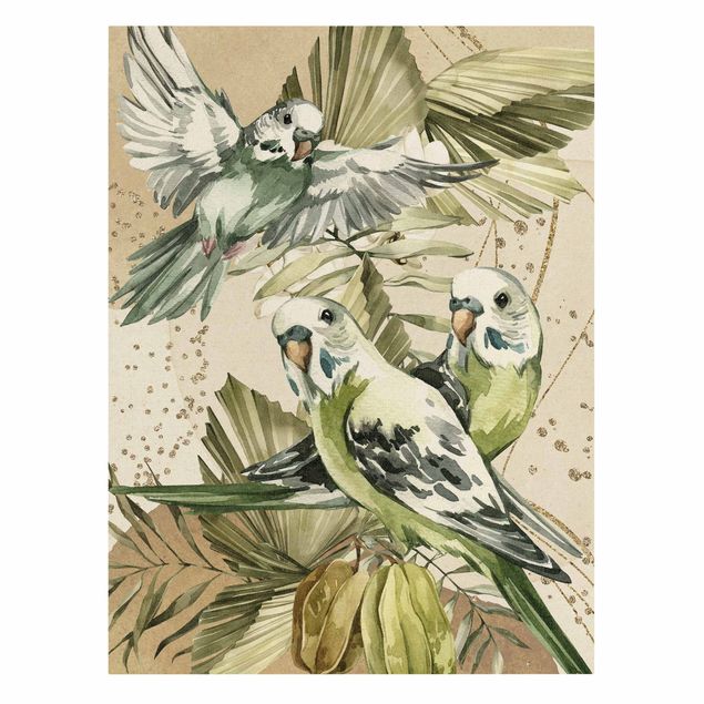 Tavlor grön Tropical Birds - Green Budgerigar