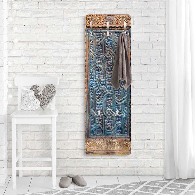 Klädhängare vägg trälook Door With Moroccan Carving