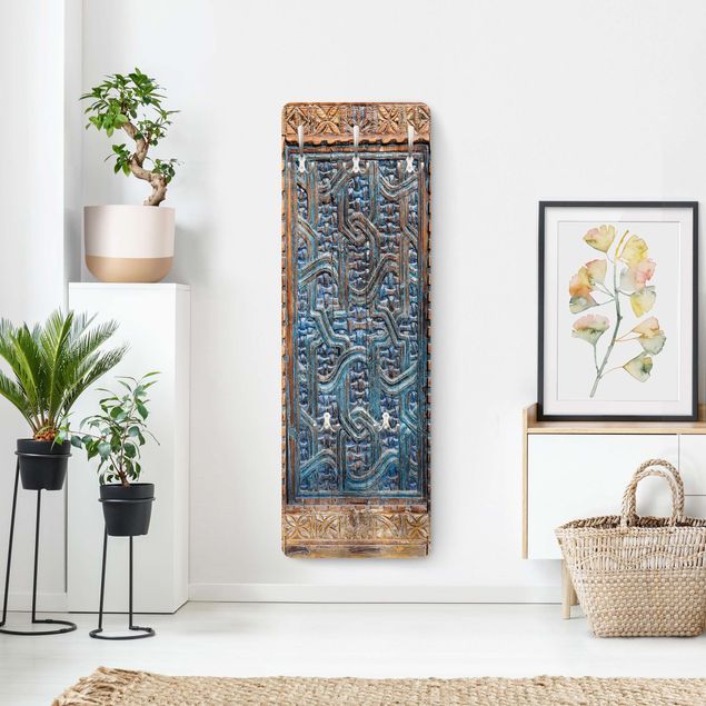 Klädhängare vägg blå Door With Moroccan Carving