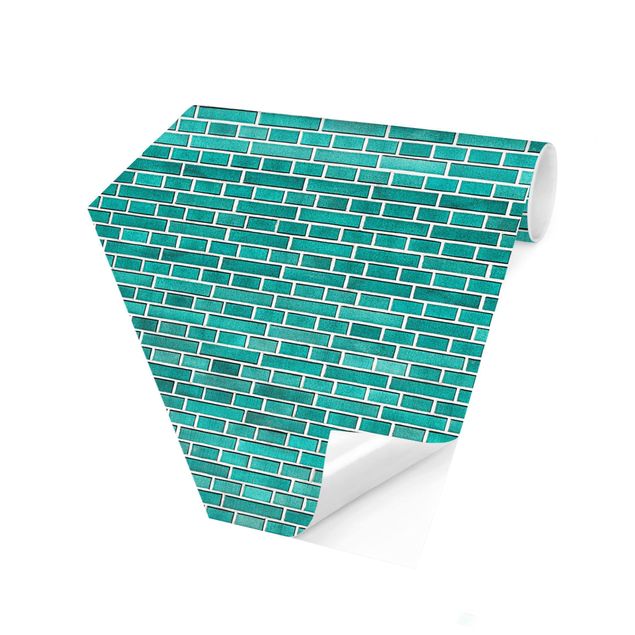 Hexagonala tapeter Turquoise Brick Wall