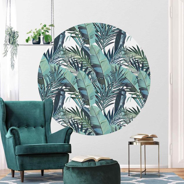 Kök dekoration Turquoise Leaves Jungle Pattern