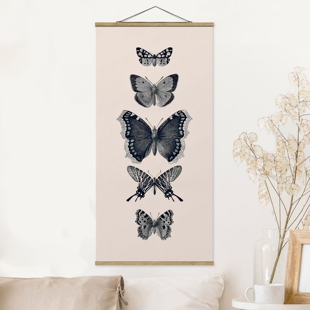 Kök dekoration Ink Butterflies On Beige Backdrop