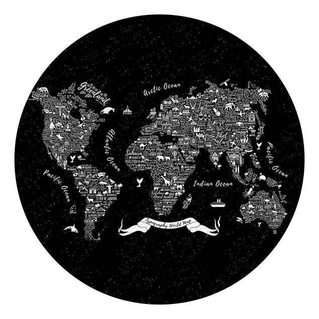Fototapeter världskartor Typography World Map Black
