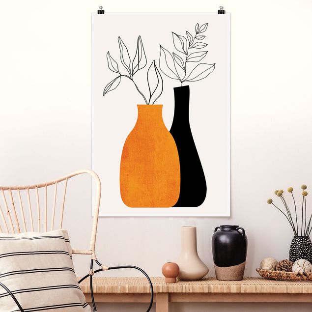 Posters blommor  Vases With Illustrated Branches