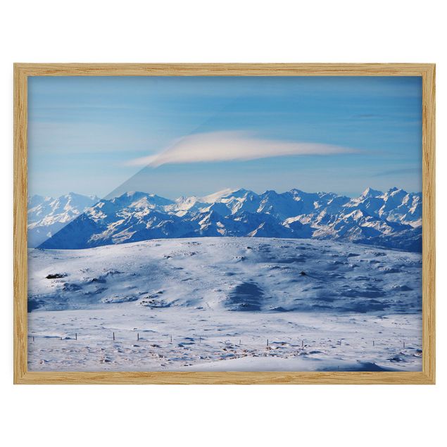 Tavlor med ram landskap Snowy Mountain Landscape