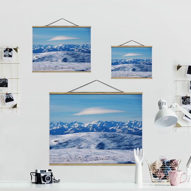 Tavlor blå Snowy Mountain Landscape