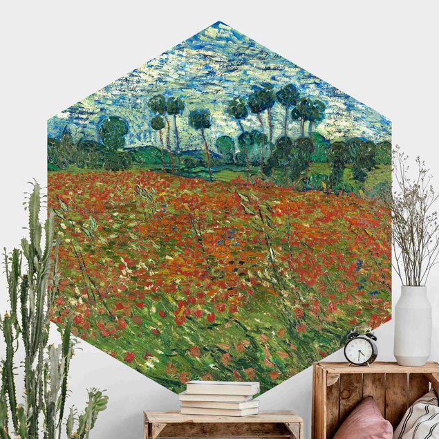 Fototapeter vallmor Vincent Van Gogh - Poppy Field
