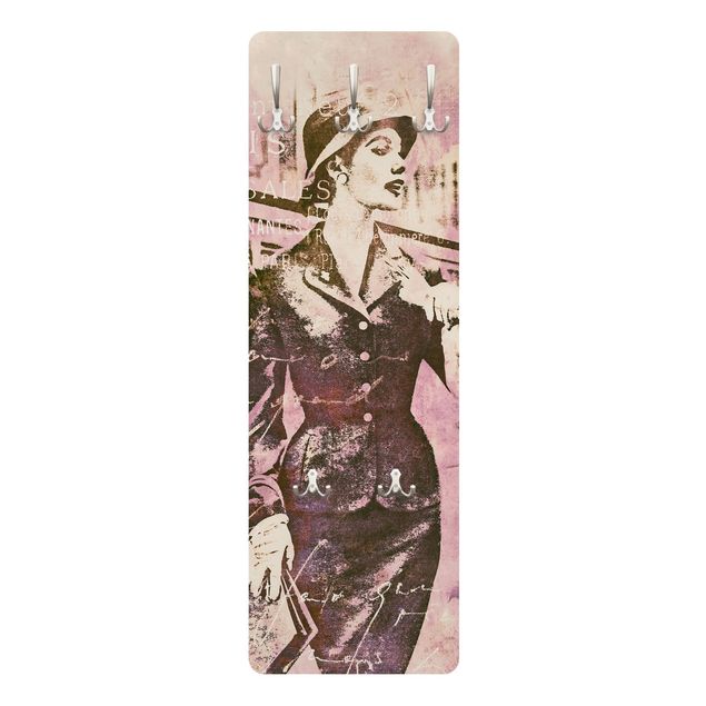 Klädhängare vägg rosa Vintage Collage - Parisienne