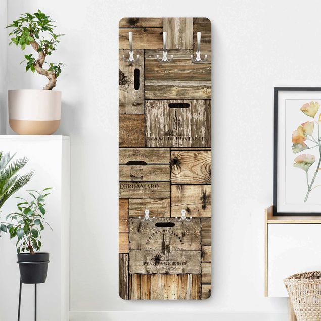 Klädhängare vägg mönster Vintage Wooden Crates