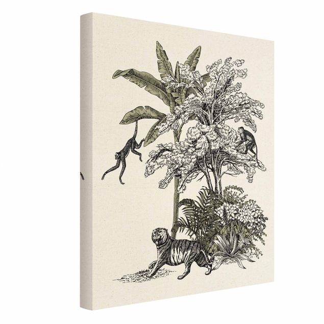 Tavlor blommor Vintage Illustration - Climbing Monkeys