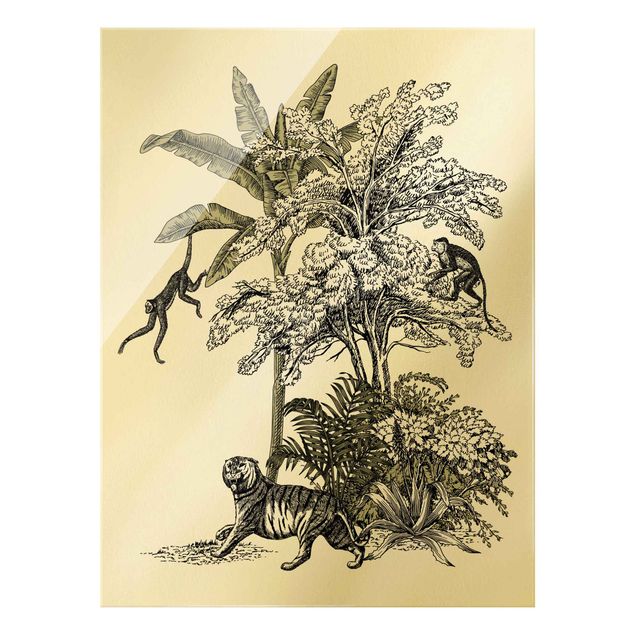 Tavlor blommor  Vintage Illustration - Climbing Monkeys