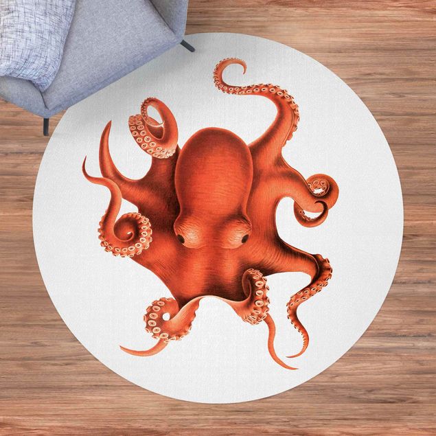 altanmattor Vintage Illustration Red Octopus