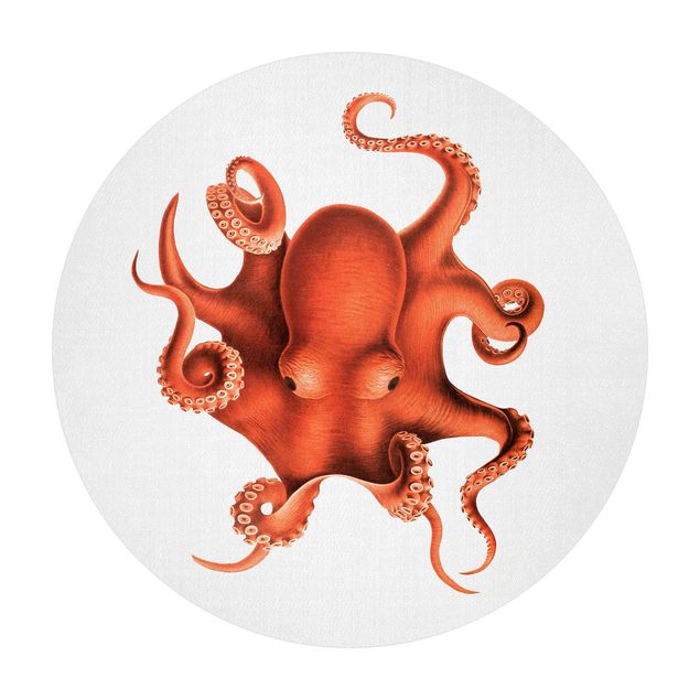 Tavlor Gal Design Vintage Illustration Red Octopus