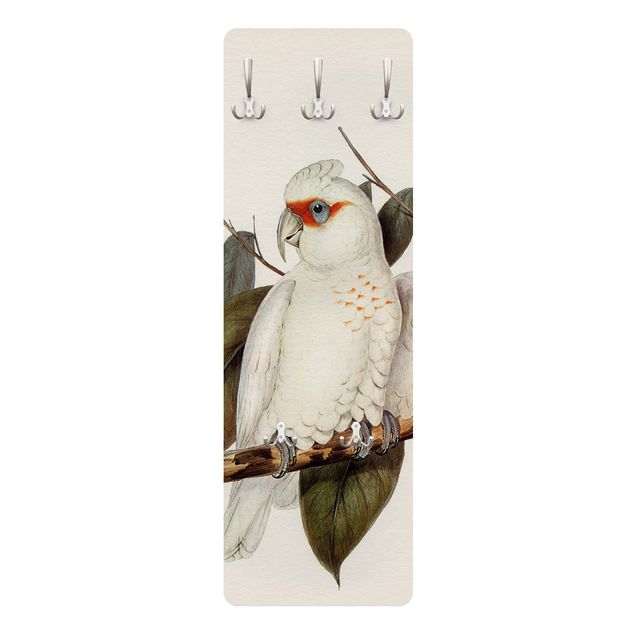 Klädhängare vägg vit Vintage Illustration White Cockatoo