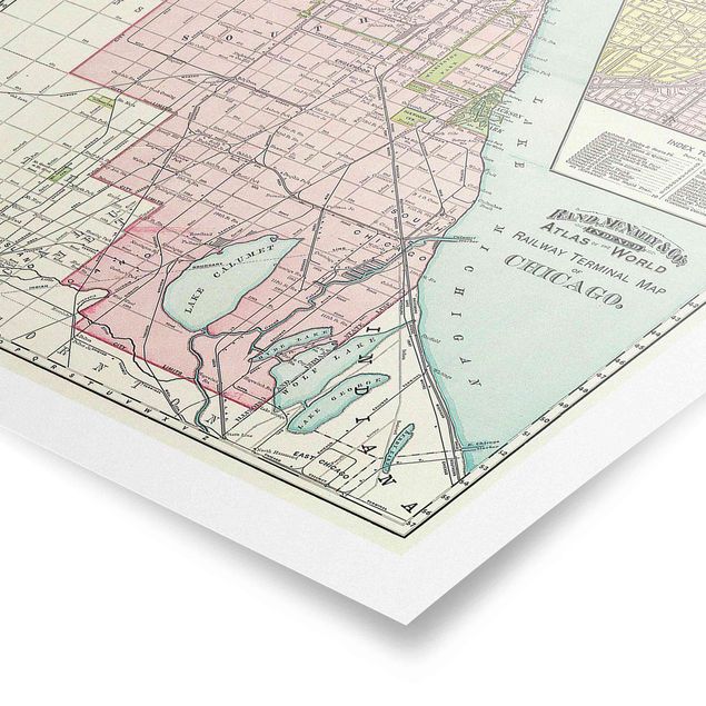 Tavlor färgglada Vintage Map Chicago
