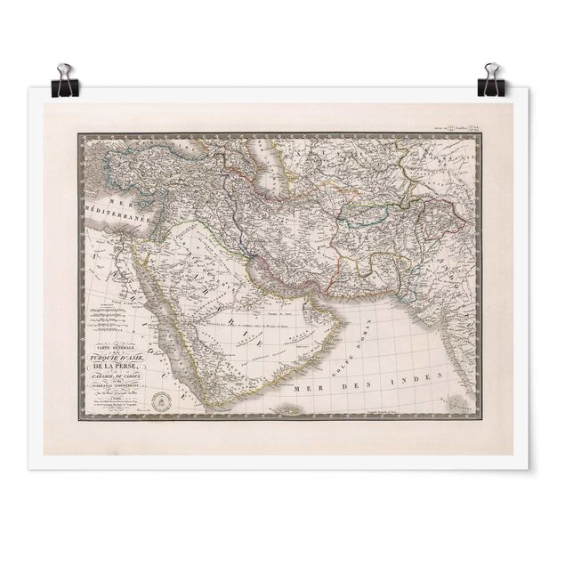 Posters ordspråk Vintage Map In The Middle East