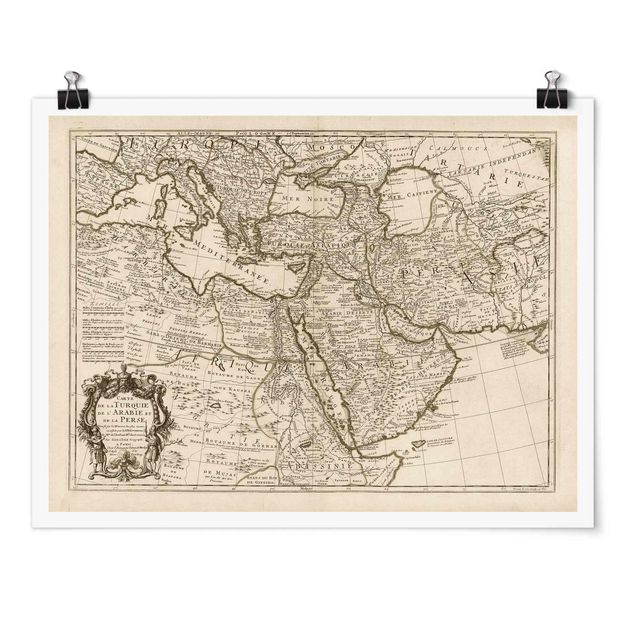 Posters ordspråk Vintage Map The Middle East