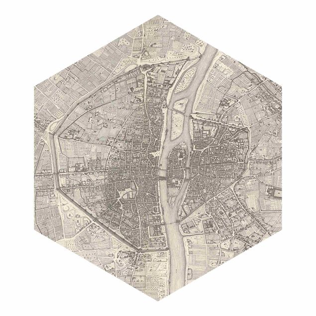 Fototapeter beige Vintage Map Paris