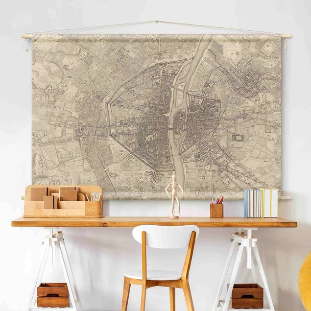 Modern väggbonad Vintage Map Paris