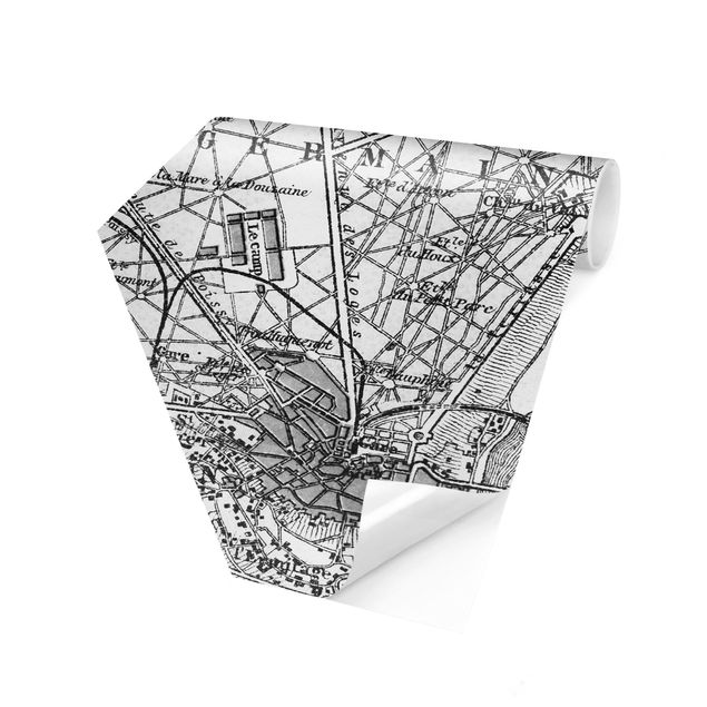 Fototapeter svart och vitt Vintage Map St Germain Paris