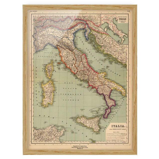 Tavlor världskartor Vintage Map Italy