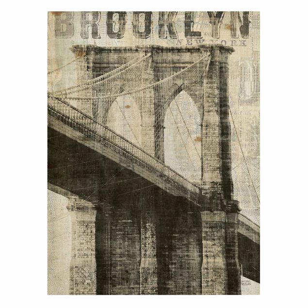 Canvastavlor vintage Vintage NY Brooklyn Bridge