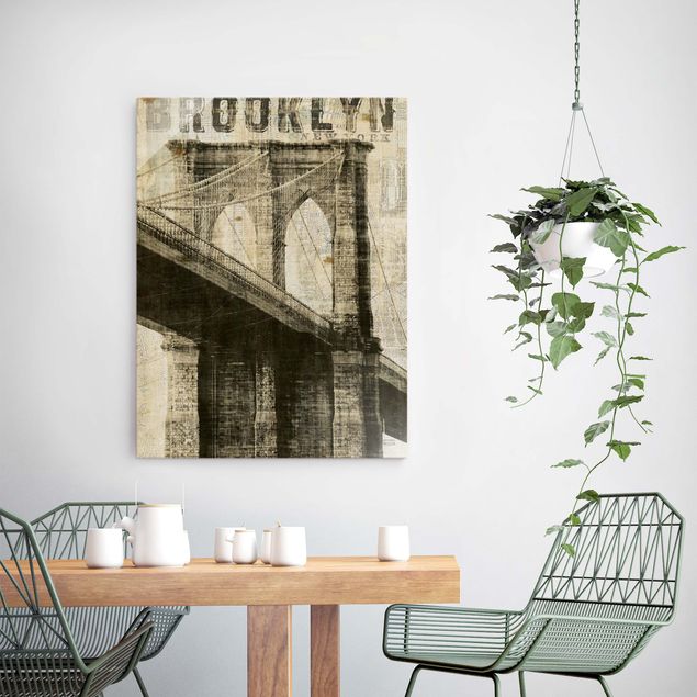Glastavlor arkitektur och skyline Vintage NY Brooklyn Bridge