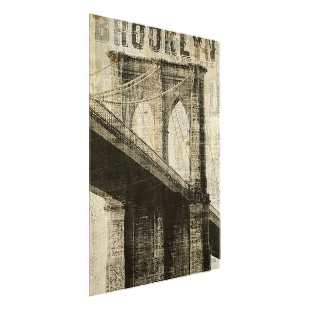 Tavlor arkitektur och skyline Vintage NY Brooklyn Bridge