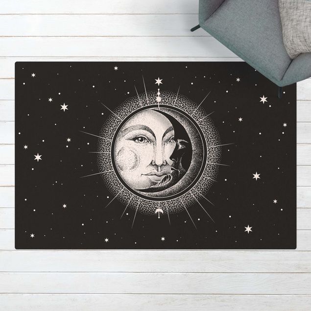 vintage matta Vintage Sun And Moon Illustration