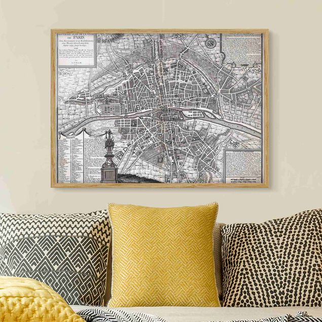 Kök dekoration Vintage Map City Of Paris Around 1600