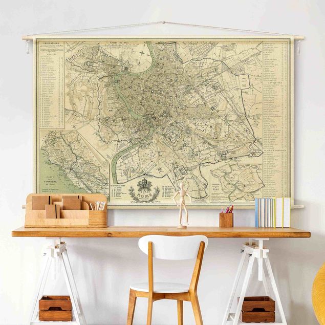 Modern väggbonad Vintage City Map Rome Antique