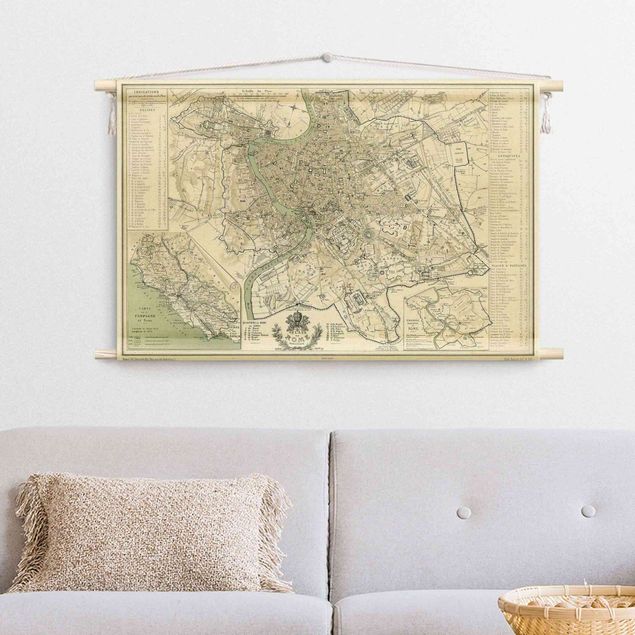 Väggbonad vintage Vintage City Map Rome Antique