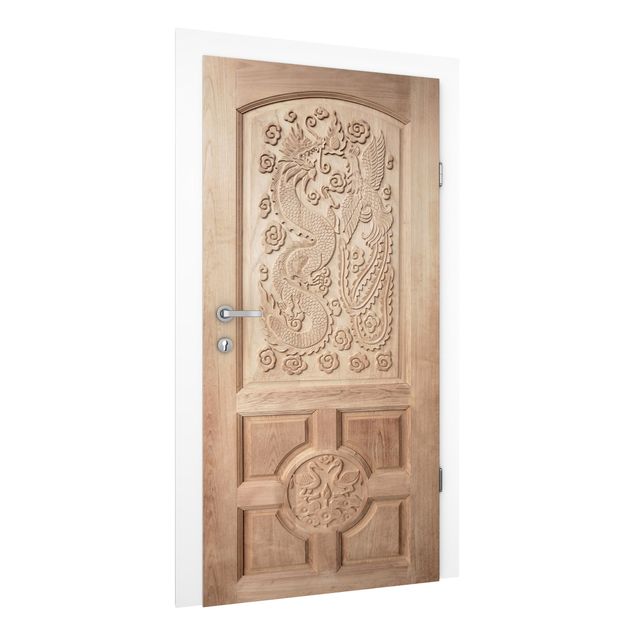 Kök dekoration Carved Asian Wooden Door From Thailand