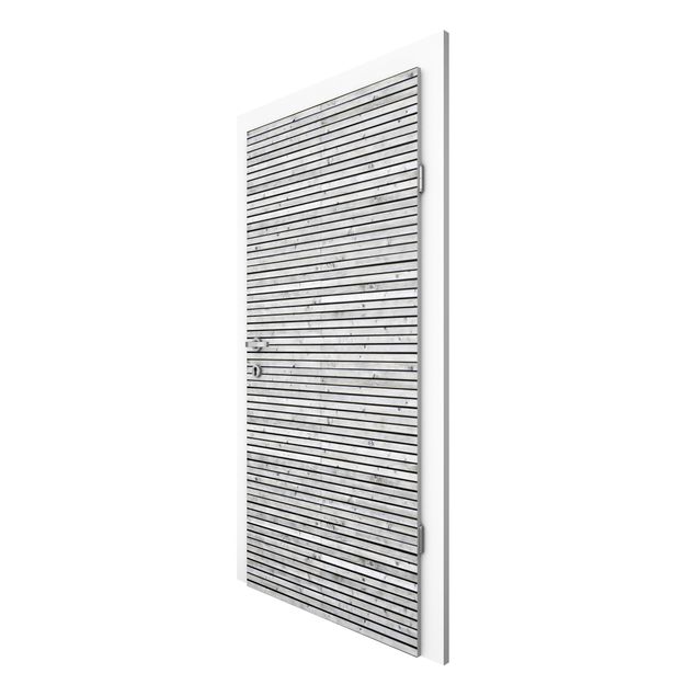 Mönstertapet Wooden Wall With Narrow Strips Black And White