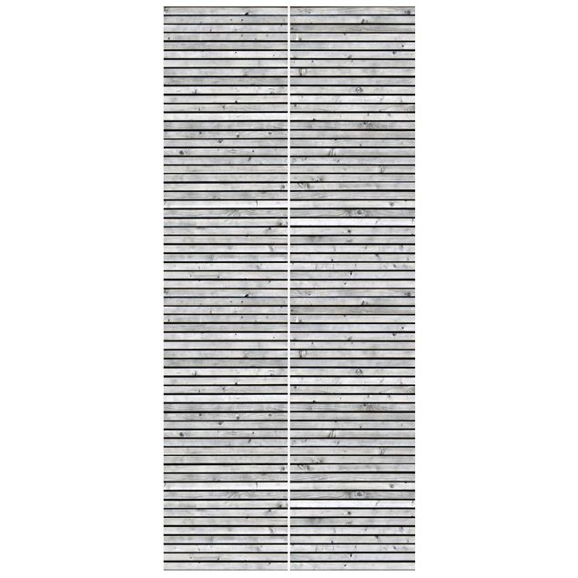 Tapeter modernt Wooden Wall With Narrow Strips Black And White