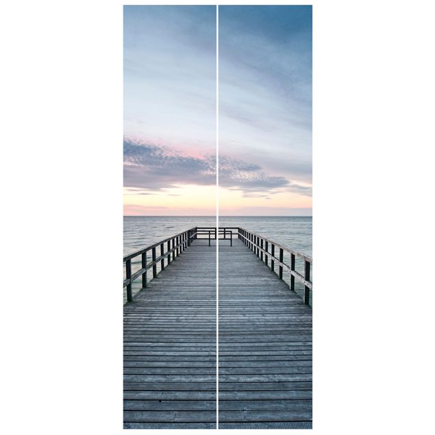 Fototapeter solnedgångar Landing Bridge Boardwalk