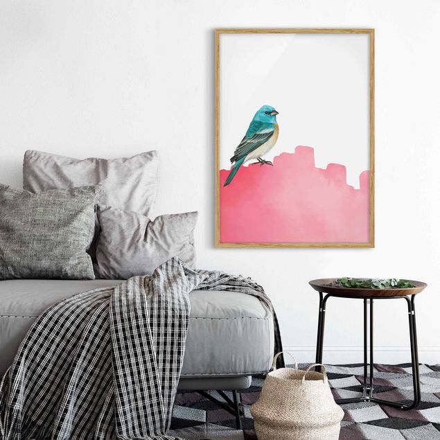 Tavlor modernt Bird On Pink Backdrop